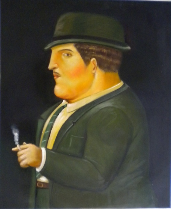 store falso d'autore Smoking Man di Fernando Botero